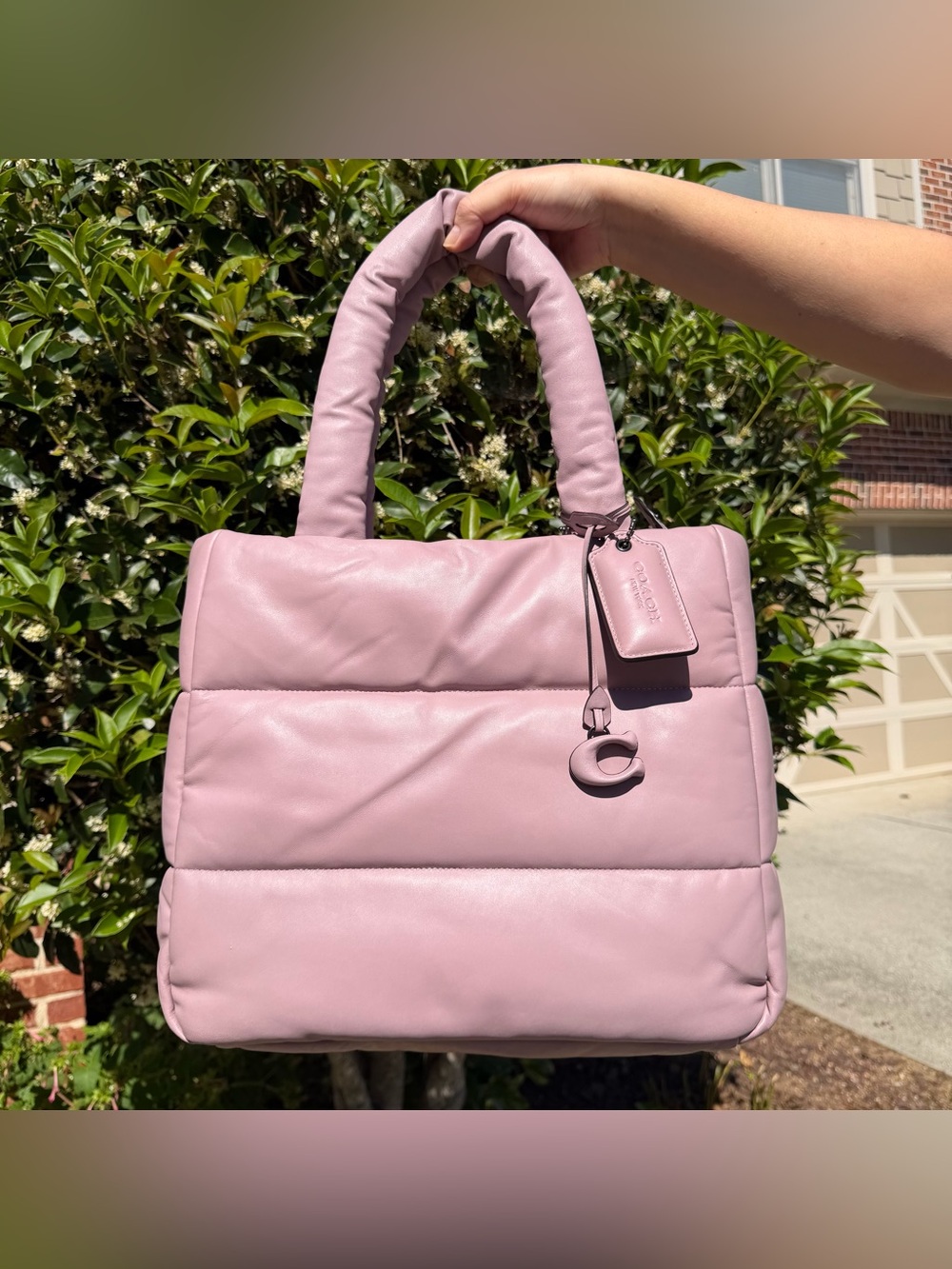 Coach Pillow Tote Quilted Nappa Leather Pink Purple Shoulder Bag NWT CE722